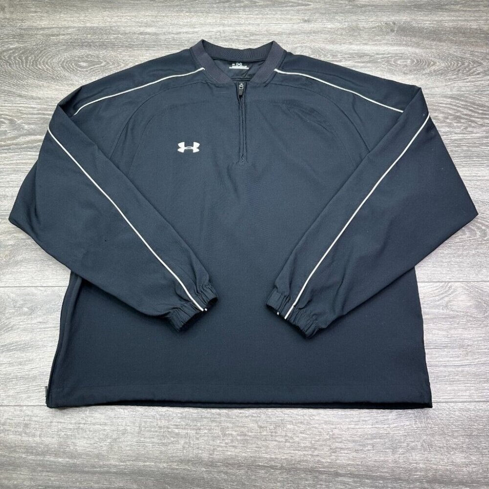 Under Armour Cage Jacket Men's Medium Black Long Sleeve Baseball Coach